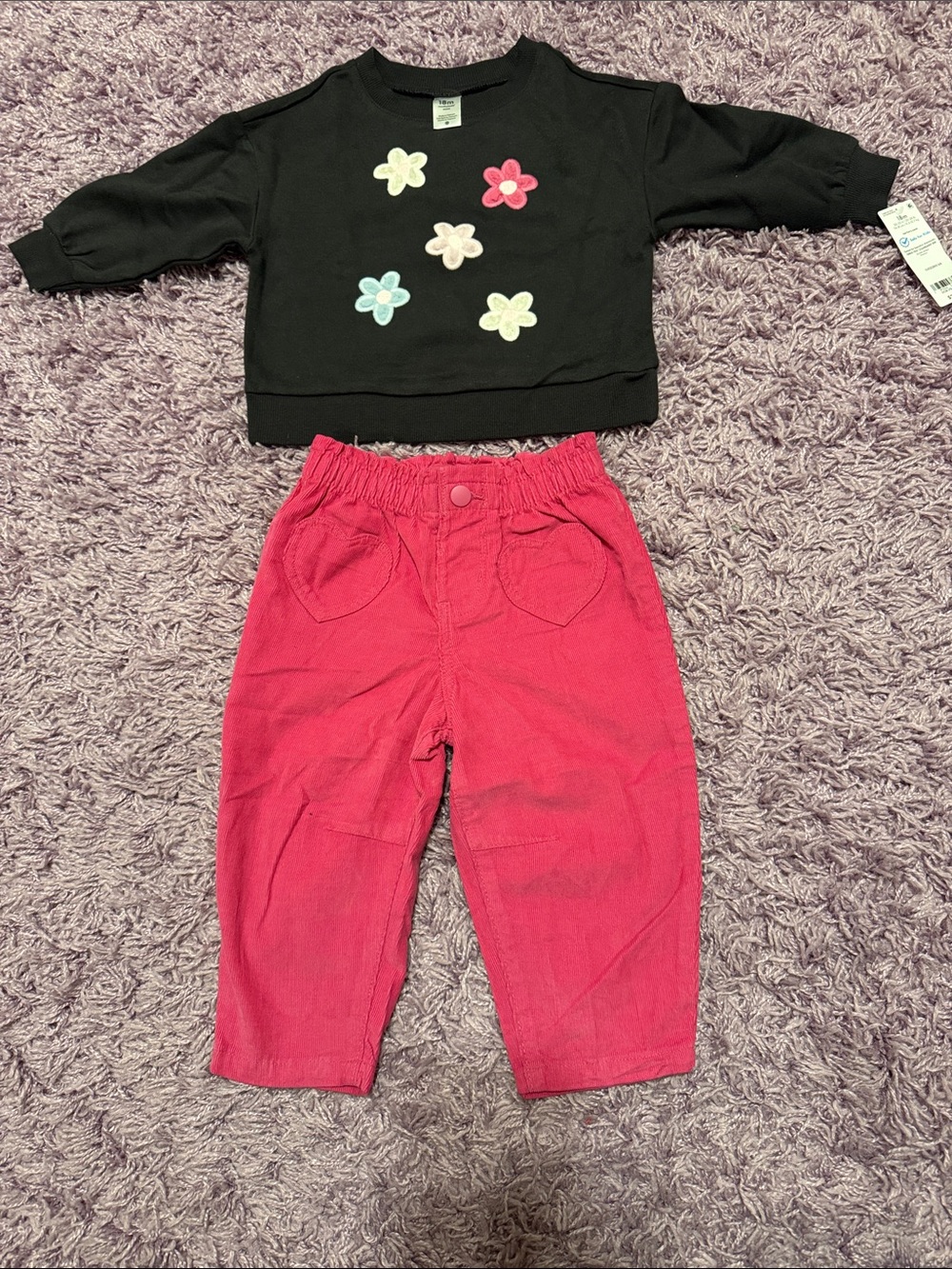 Girls Pink Corduroy Heart Pocket Pants - Brand Unclear